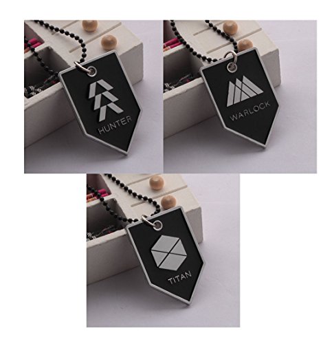 3pcs Destiny Pendant Necklaces Charms Dangles Warlock Hunter Titan 2-sided