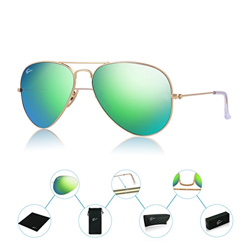 ESPIRO Premium Mirrored Aviator Sunglasses For Men Women Flash Mirror Lens UV400 Protection