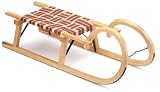 Hamax Kinder Holzschlitten Hörnerrodel mit Kunsstoffsitz, esche, stream bend, 100x38x38