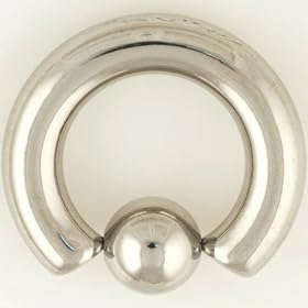 One Stainless Steel Captive Bead Ring: 4g 1/2", Stainless Steel Bead: 8mm