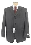 Jones NY Mens 3 Button Charcoal Gray Pinstripe 3 Piece Wool Suit - Size 44R