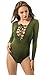 BomDeals Women's Sexy Deep V-neck Lace Up Bandage Tight Bodysuit Jumpsuit Leotard (S, Green)
