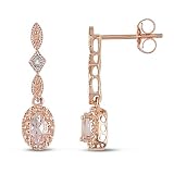 10k Pink Gold 3/8 CT TGW Morganite 0.006 CT TDW Diamond Dangle Earrings (G-H, I2-I3)