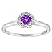10K White Gold Halo Round Diamond & Amethyst title=
