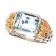 925 Silver & Blue Topaz Basket-Weave Ring with 14k Gold Accents Sizes 6-8