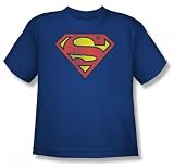 Superman Retro Supes Logo Distressed Youth S/S T-shirt in Royal by DC Comics