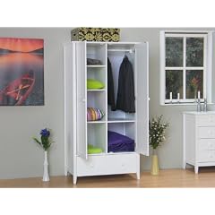 2trg Kleiderschrank "Snow" wei� teilmassiv Schrank Schlafzimmerschrank Neu