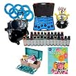 Complete 6 Station Professional Airbrush Cake Decorating System Kit with the Wilton 50-piece Tool Caddy Set and 24 Large 4.5 oz. bottles of the Most Popular Americolor AmeriMist Colors