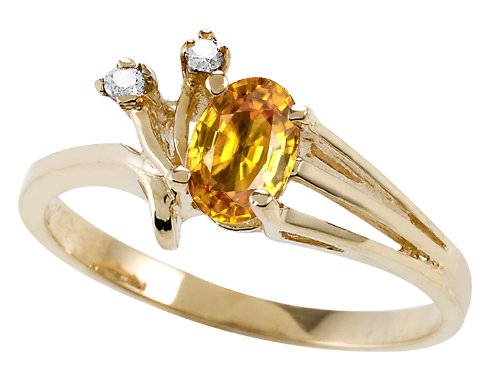 Buy 0.54 cttw Genuine Citrine and Diamond Ring - 14kt White or Yellow Gold by Finejewelers
