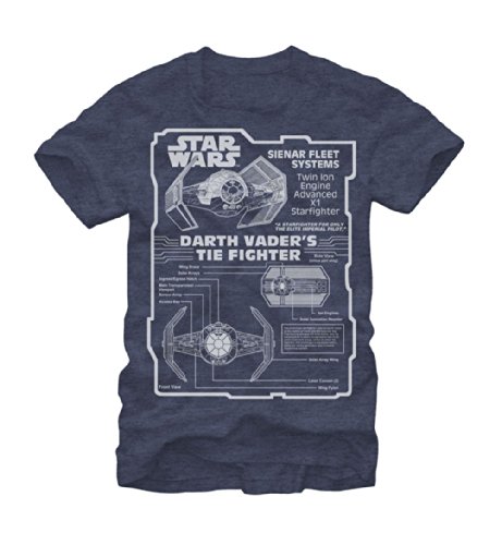 Star Wars Darth Vader's Tie Fighter Mens T-Shirt,(3X-Large), Navy