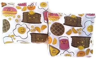 Handmade Flannel Hand Warmers Heat/Cold Packs Breakfast Print Set of 2