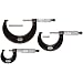 Starrett S436.1AXRLZ 436.1 Series Outside Micrometer Set, Ratchet Stop, Lock Nut, Carbide Faces, 0-3" Range, 0.001" Graduation