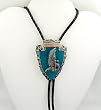 Turquoise Enamel Pewter Arrowhead with Eagle Bolo Tie