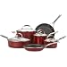 KitchenAid Gourmet Porcelain Enamel Nonstick 10-Piece Cookware Set, Red