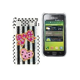 Fashion Knot and Love-heart Pattern Ultra-slim Protective Back Skin Crystal Case Cover Shell for Samsung i9000 (Black)