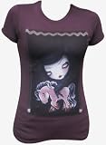 Best Price Junior's Horse Power Goth Girl Riding Pink Pony by Candy Cane Gothic Tattoo Design T Shirt Plum