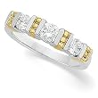 14K Two-Tone Gold Diamond Three-Stone Band - 0.75 Ct.