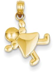14k Yellow Gold Little Girl Charm 1/2"