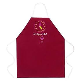 Attitude Apron It's Wine O'clock Apron, Burgundy, One Size Fits Most by Attitude Aprons