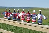 Nautical Wine Bottle Cover, Nautical Wine Decoration: Holiday Wine Bottle Dress, Nautical Sweater Knit Bottle Cover w/ Hat, Nautical Winter Clothing - Set of 2