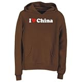 Hoodie Womens Brown ” I LOVE China ” Countries