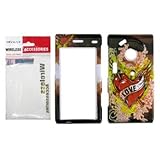 Black Snap-On Cover Hard Case Cell Phone Protector with Love Tattoo Design  ....