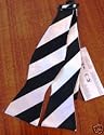 Bow Tie Mens Black/White College Stripe Silk NEW