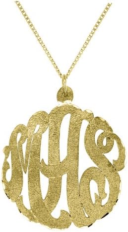 monogram Necklace Personalized 35mm Sterling Silver or Gold Plated Silver Large