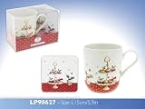 Ideal Teacher or Ladies Gift - CHRISTMAS CUP CAKE MUG & COASTER GIFT SET- Made From Fine China and Beautifully Decorated - Comes Smartly Boxed So Suitable As A Present