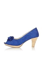 Andrea Conti Peep Toe Platea (Azul Cobalto)