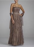 David's Bridal Strapless Long Mutli Tiered Dress with Rhinestones Style 49165D