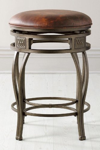 Montello Backless Swivel Counter Stool, DSTRSDBRNFXLTHR, OLD STEEL