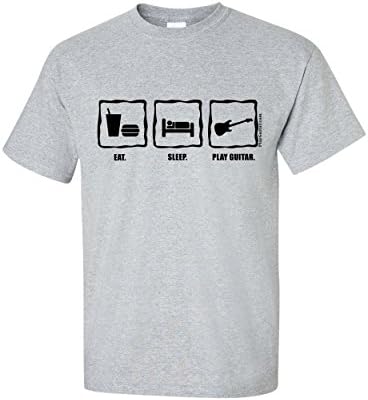 Eat Sleep Play Guitar T-Shirt (Large, Grey)