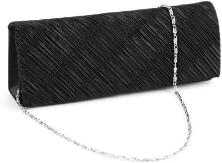 Twill Frill Pleated Satin Clutch Classic Plain Women Party Bag Evening Bag