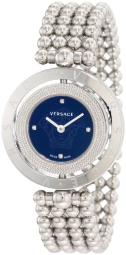 Versace Womens 79Q99A9D008 S099 Eon Two Rings Black Dial Diamond Steel Bracelet Watch