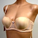 Jasmin Peach Sheer Mesh Strapless Bra #2740 sz 36AA 38AA