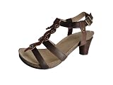 Andres Machado Women's Brown Leaves Cowhide Sandals