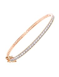 CleverSilvers CZ. Prong Setting Rose Plated Sterling Silver Bangle