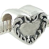 Sterling Silver VICTORIAN HEART Bead CHARM fits Pandora Chamilia Biagi Bracelet