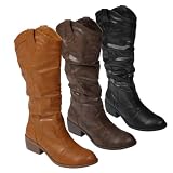 Journee Collection Womens Faux Leather Western Boots