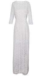 Cutout Round Neck Empire   Waistline Elbow Length Sleeves Floor Length  Dress