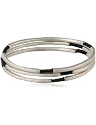 The SAK 3 Piece Thread Wrap Black Bangle Bracelet, 2.75"