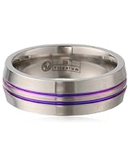 7mm Gray Titanium Ring with Centered Double Colored Anodized Color Inlay