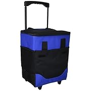 Picnic at Ascot Insulated 6 Bottle Wine Carrier On Wheels, Royal Blue
