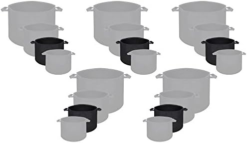 Hydrolux Black Breathable Fabric Grow Bag Planter Hydroponic Plant Container Aerated Pot with Handles (5 Count, 2 Gallon)