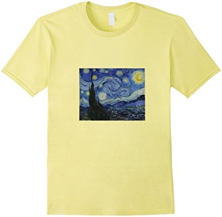 Men's The Starry Night Van Gogh Painting T Shirt Large Lemon