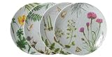 Spode Shoreline Set of 4 Canape Plates 7 inch - (Breeze design-Thrift, Yellow Poppy, Bell Flower, Fern)