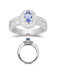 1/3 Cts Diamond & 0.42 Cts Tanzanite Ring in 14K White Gold