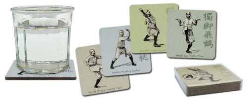 Kung Fu Tai Chi Martial Arts Cork-Backed Beverage Coasters
