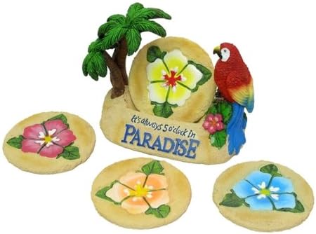 Iwgac Home Indoor Seasonal Decorative Accessories Holiday Gifts Paradise Parrot Coaster 5Pc Set